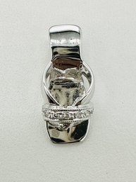 18KT White Gold, Natural Diamond Slipper Pendant  # 2704