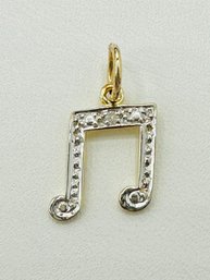 14KT 2Tone Gold, Natural Diamond Music Notes Charms  # 2702