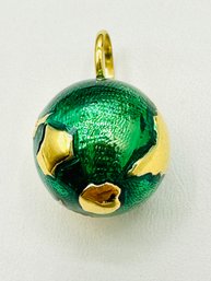 18KT Yellow Gold, Globe Charm With Enamel  # 2706
