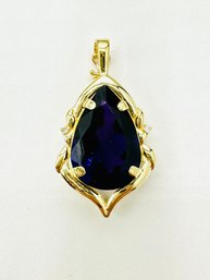 14KT Yellow Gold, Amethyst And Diamond Pendant # 2710
