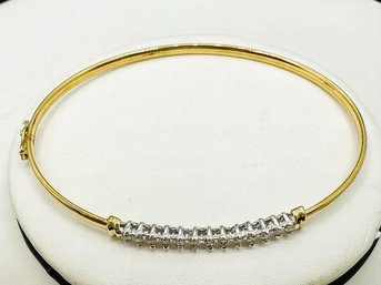 Natural Diamond Bangle Bracelet In 14KT Yellow And White Gold '# 2199