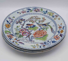 Lot Of 3 Hand Painted China Export Porcelain Plates