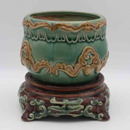 Vintage Korean Matcha Green Porcelain Flower Pot