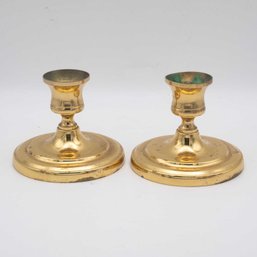 Set Of 2 Vintage Brass Candle Holders