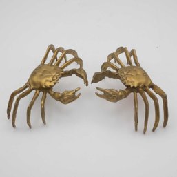 A Pair Of Vintage Brass Crabs