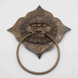 Old Chinese Bronze Lion Door Knocker