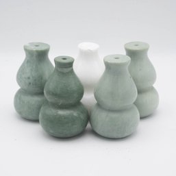 Lot Of 5 Chinese Nephrite Stone Gourd Vases