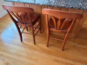 Two Nichols & Stone By Stickley Wood Bar Chairs