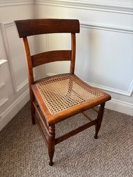 Antique Wooden Side Chair With Cane Bottom