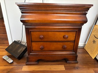 Two Thomasville Vignette Distressed Wood Nightstands