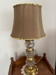 Pair Gold And  Glass Table Lamps