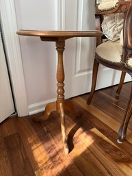 Small Round Wood Pedestal Accent Table