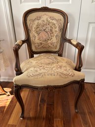 Vintage French Louis XV Style Arm Chair With Tapestry Upholstery