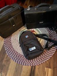Two Samsonite Briefcases And One Russell Backpack