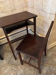 Antique Wood Childs Desk And Chair