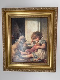 Child With Dolls And Dogs, Framed