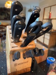 Wustof Knife Block, Knives And Sharpener