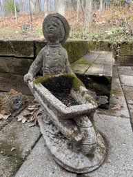 Concrete Planter -  Boy With Wheelbarrow