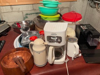 Nespresso And Cuisinart Coffee Makers And Serving Items