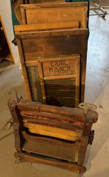 Vtg Laundry Tools- Wash Boards And Wringer