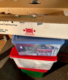 Mantle Decor And 3 Totes Of Christmas