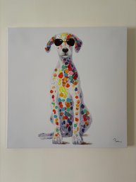 'Sun Loving Doggy' Wood Wrapped Wall Art