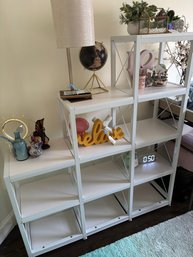White Metal Etagere With Stepped/Geometric Design