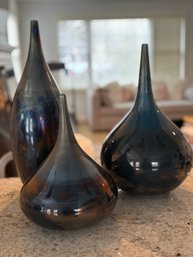 Trio Of Decorative Metallic Vases