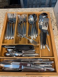 Barbara Barry Silverware And Bamboo Flatware Tray
