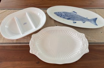 Three White Serving Platters