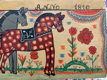 Swedish Folk Art Horses On Wood