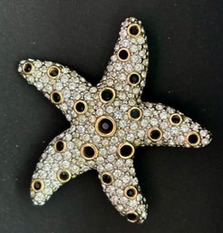 Stunning Swarovski Starfish Pave Crystal Brooch Pin With Black Jewelry Bag