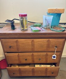 Wood Cabinet With Contents
