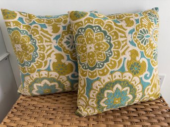 Two Medallion Patterned Decorative Pillows