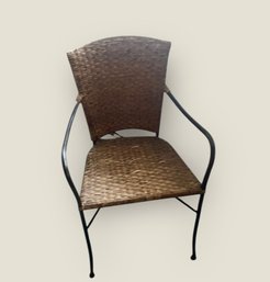 Five Crate & Barrel Rattan And Wrought Iron Dining Chairs