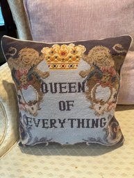 'The Queen Of Everything' Needlepoint Pillow