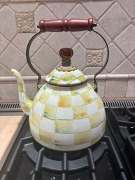 MacKenzie Childs Parchment Check Tea Kettle