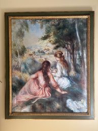'Girls Picking Flowers In A Meadow', Pierre-Auguste Renoir Framed Print
