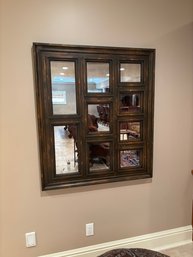 Rustic, Multi-paned Window Mirror With Distressed Wood Frame