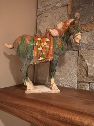 Chinese Tang Dynasty-style Sancai Pottery Horse Statue, Green