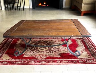 Rustic Wood And Wrought Iron Coffee Table