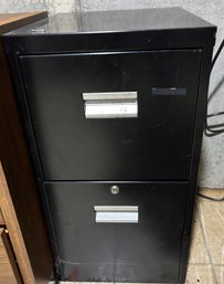 Two Drawer Black Metal Filing Cabinet