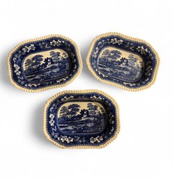 Three Spode Blue Tower Oval Platters/serving Dishes