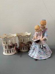 Storytime And Two Candleholders, Lenox