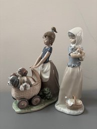 Litter Of Fun And Girl With Puppy, Lladro