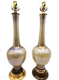 Vintage Gold Silver Iridescent Glass Lamps With RH Shades