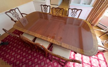 Councill Chippendale Double Pedestal Mahogany Table