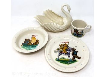 Lenox China Bears Chidlren's Set & Lenox Swan Dish