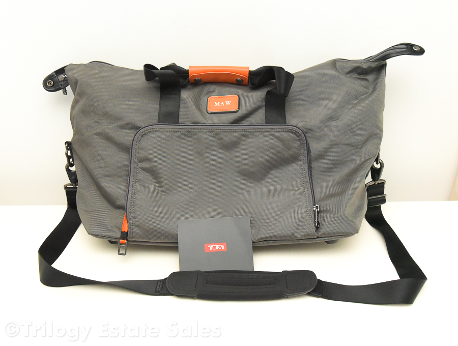 TUMI Alpha Double Expansion Travel Satchel In Grey And Orange