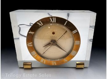 Circa 1940s Telchron Electric Lucite Clock With Alarm